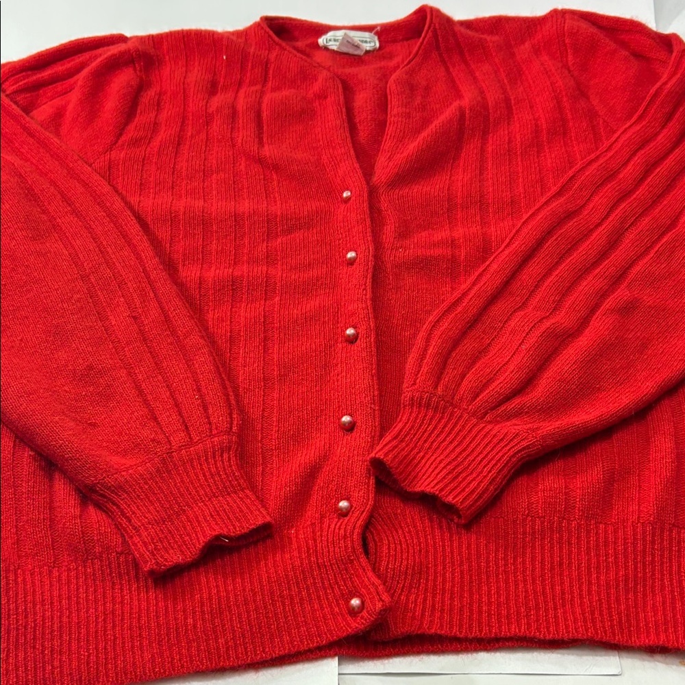 Lauren Alexandra Red Women's Cardigan Sweater - Picture 6 of 16